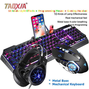 Mechanical Keyboard And Mouse Headset Three-piece Suit Desktop Computer Notebook Gaming Peripherals Home Internet Cafes E-sports