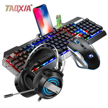 Load image into Gallery viewer, Mechanical Keyboard And Mouse Headset Three-piece Suit Desktop Computer Notebook Gaming Peripherals Home Internet Cafes E-sports