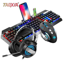 Load image into Gallery viewer, Mechanical Keyboard And Mouse Headset Three-piece Suit Desktop Computer Notebook Gaming Peripherals Home Internet Cafes E-sports