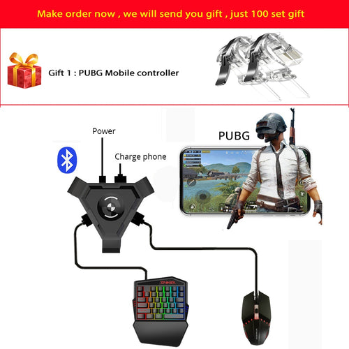 New PUBG Mobile Gamepad Controller Gaming Keyboard Mouse Converter For Android ios Phone IPAD Bluetooth 4.1 Adapter Free Gift