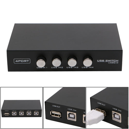 4 Ports USB2.0 Sharing Device Switch Switcher Adapter Box For PC Scanner Printer