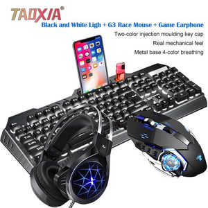 Mechanical Keyboard And Mouse Headset Three-piece Suit Desktop Computer Notebook Gaming Peripherals Home Internet Cafes E-sports